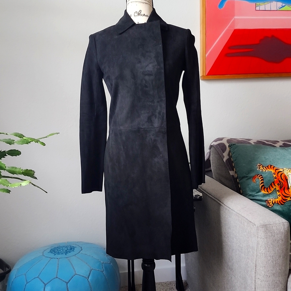 Helmut Lang Tailored Suede Coat - Picture 1 of 8